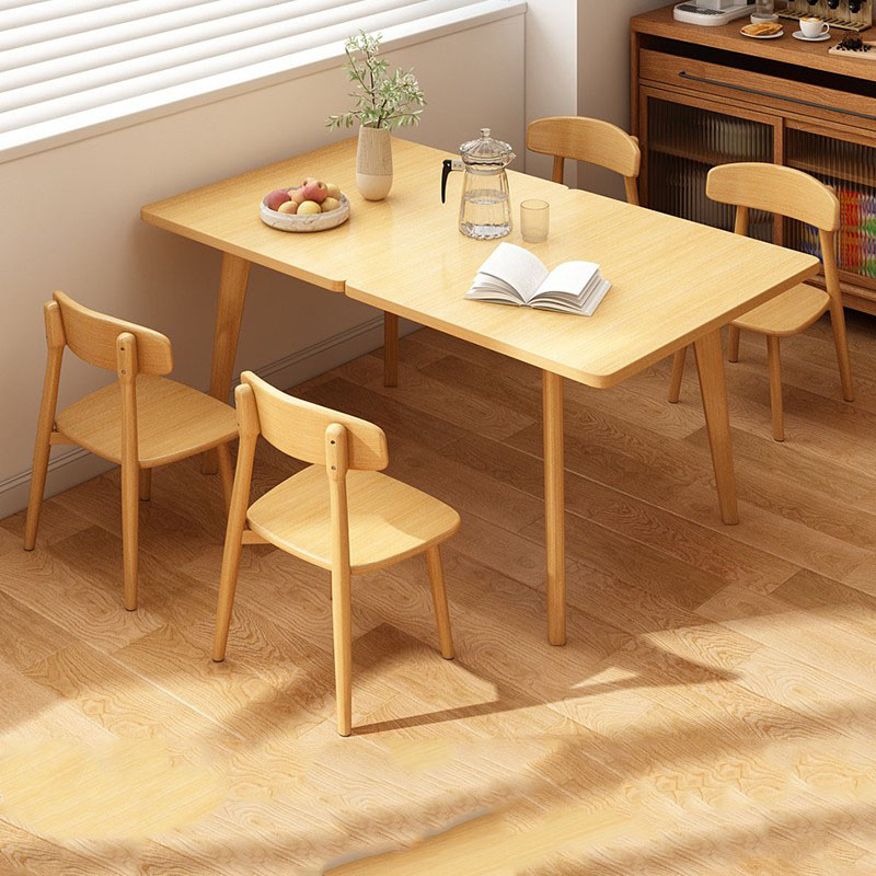 [A table with four chairs] (solid wood chair) Raw wood color 120*80*75cm