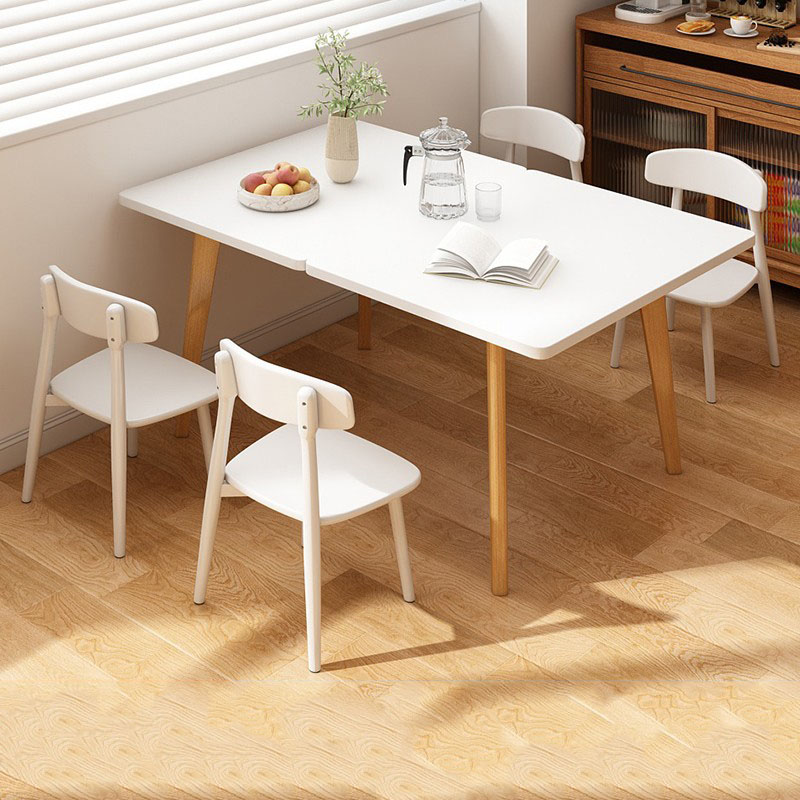 [One table with four chairs] (solid wood chair) Warm white 120*90*75cm