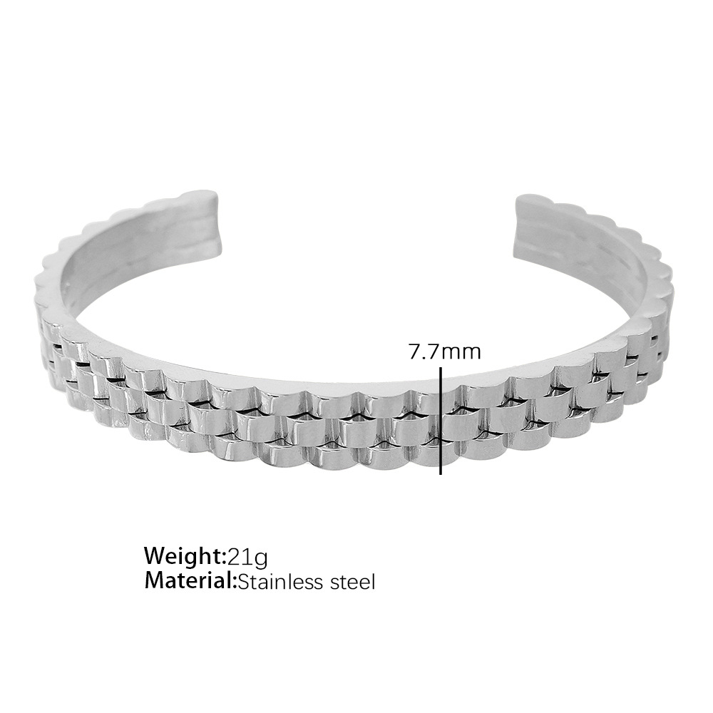 10:Silver non-adjustable opening bracelet