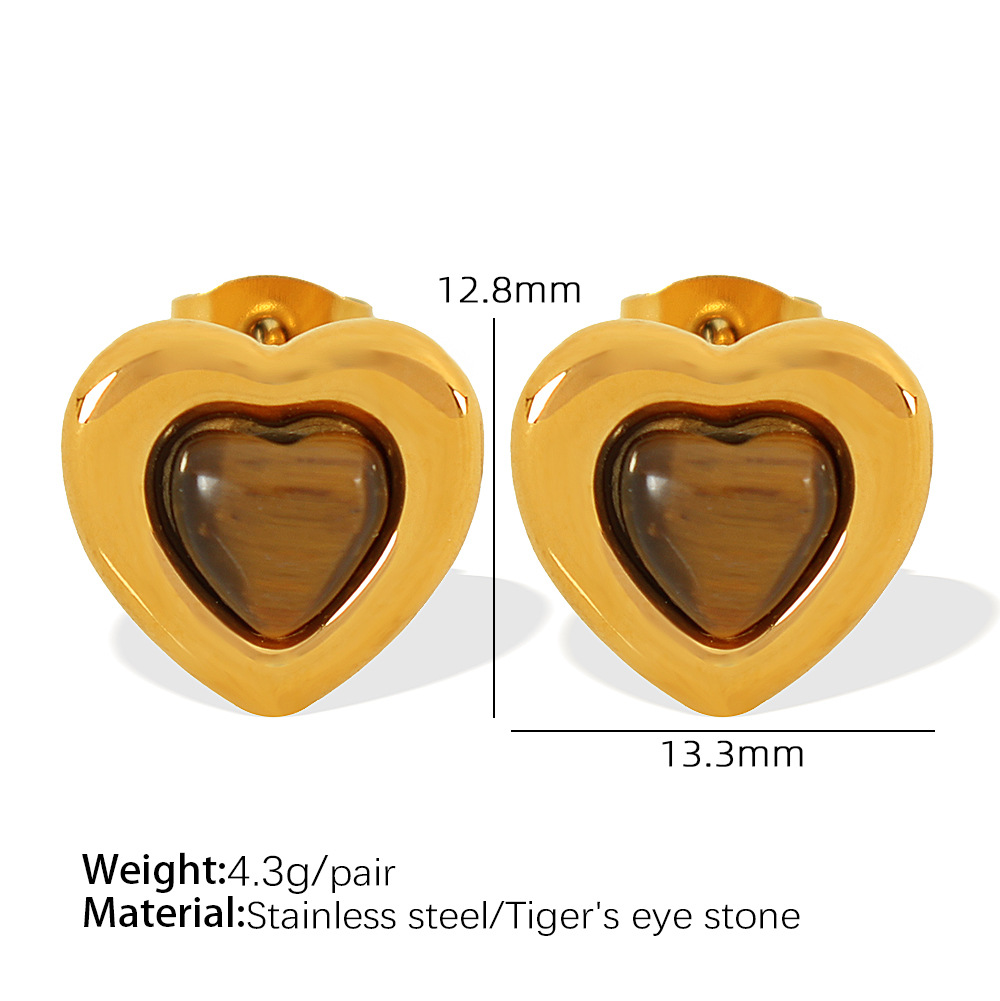2:Tiger's Eye Stone gold earrings