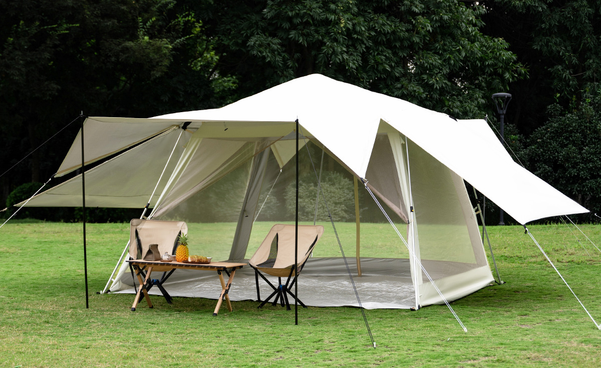 Beige quick roof 9 tent (main tent   Outer tent   bottom mat)