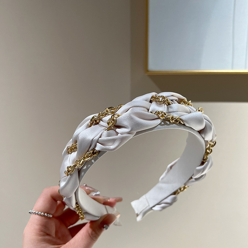 2:Beige wide edge chain braid headband