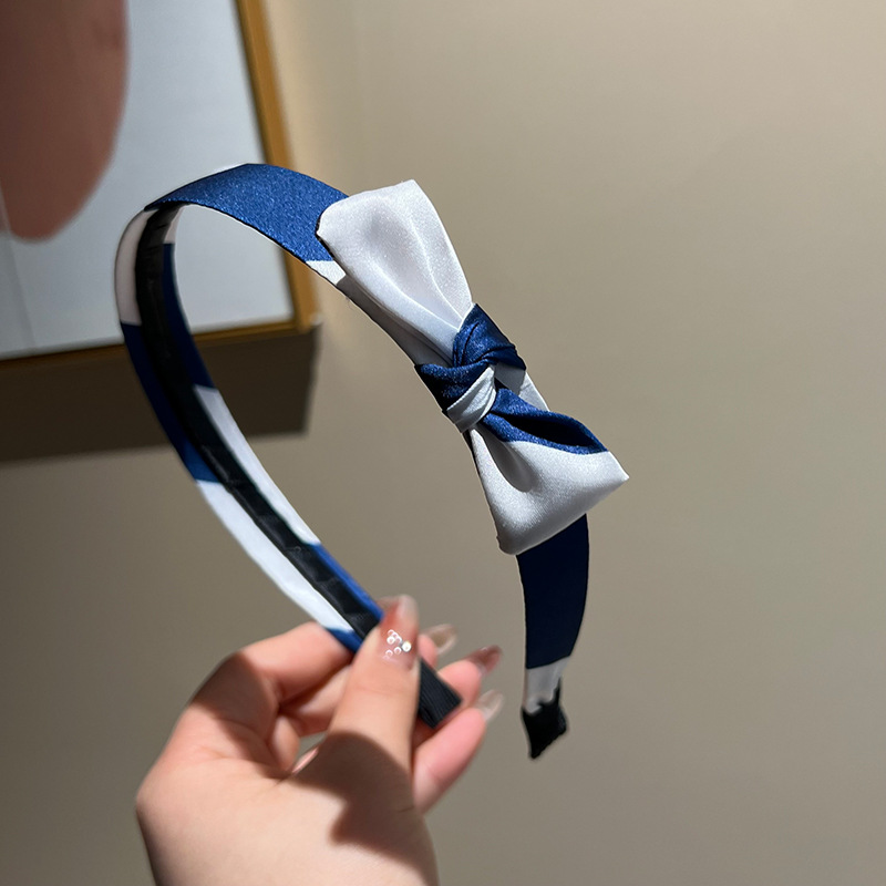 Dark blue matching side bow headband