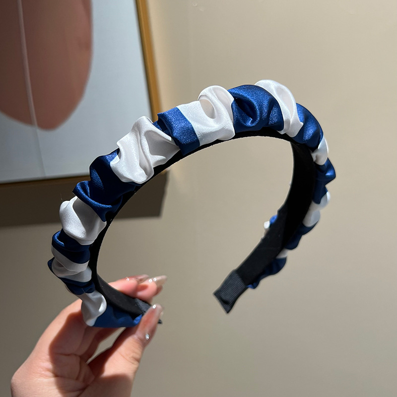 Dark blue matching pleated headband
