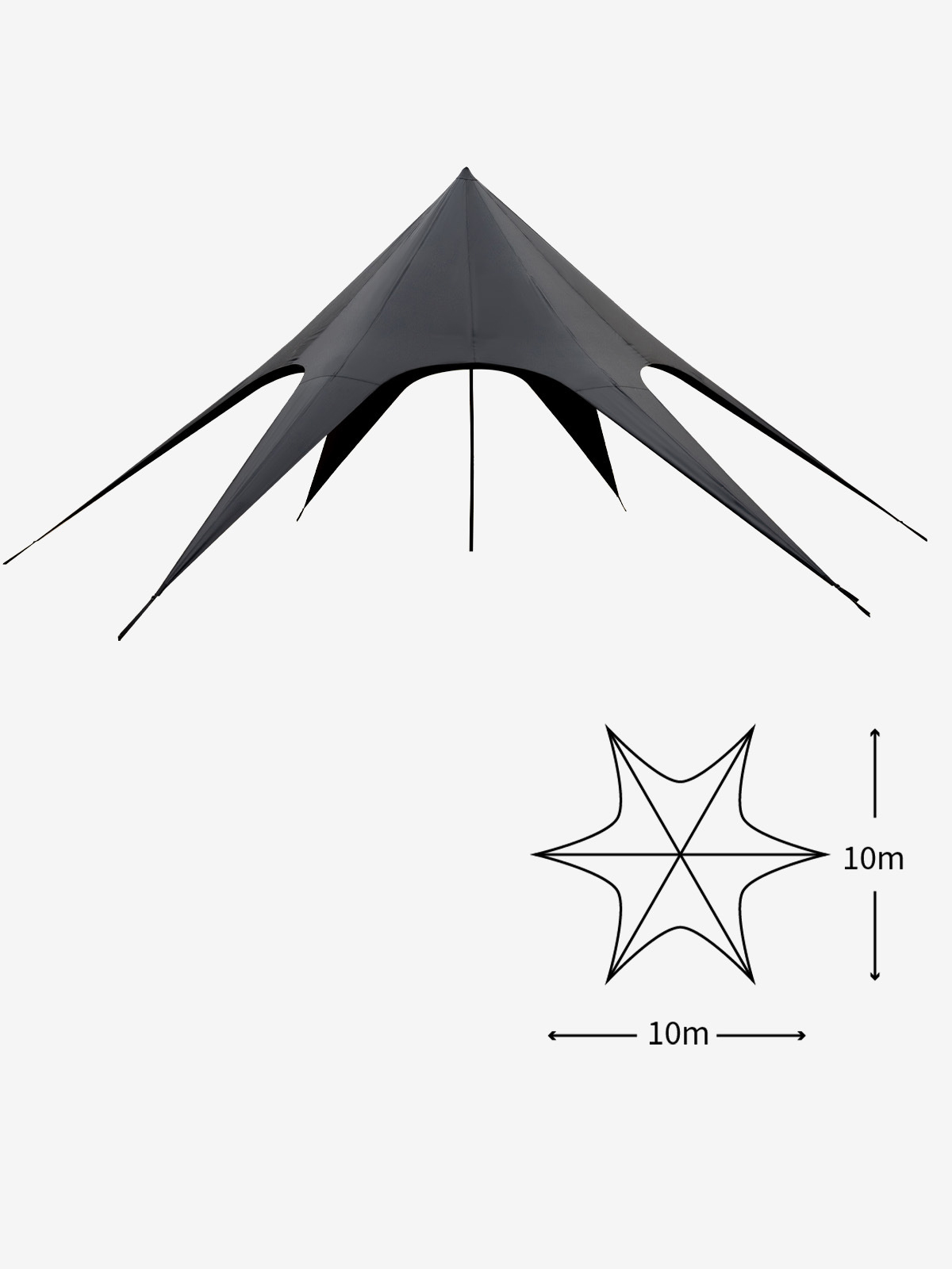 Black single peak canopy size 10*10*4 meters