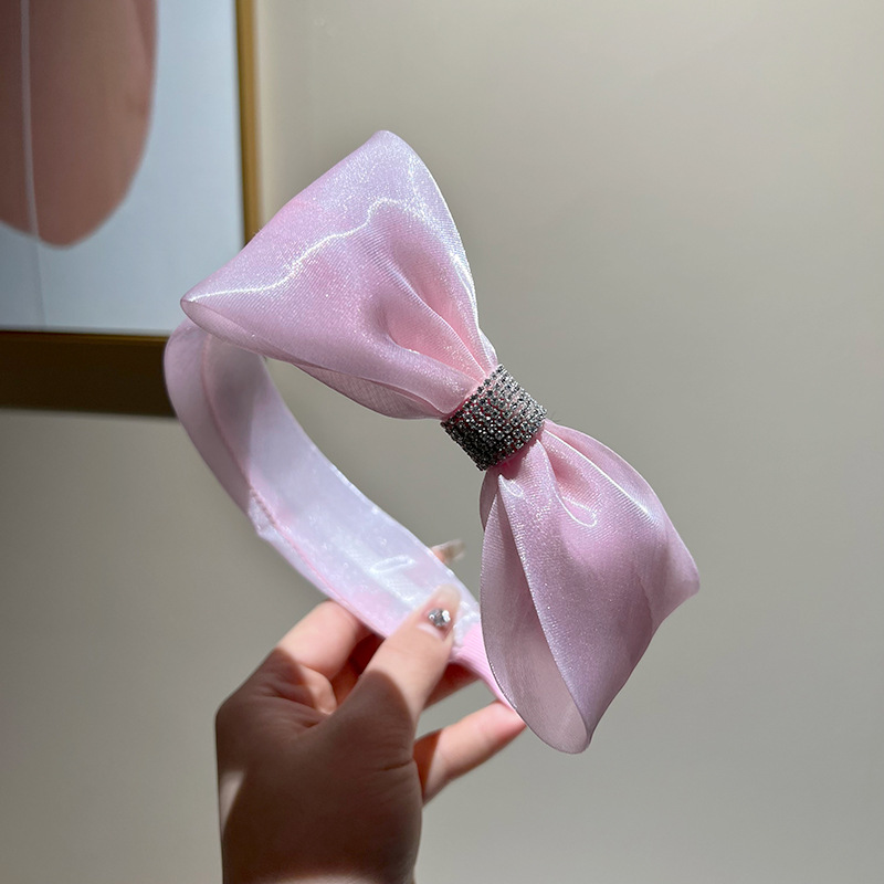 Pink mesh side bow headband