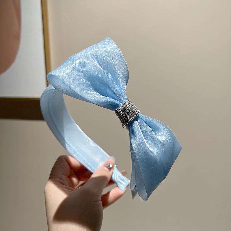 12:Blue mesh side bow headband
