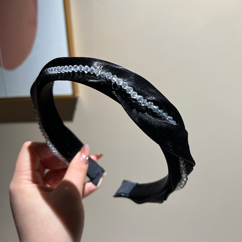 Black rhinestone cross headband