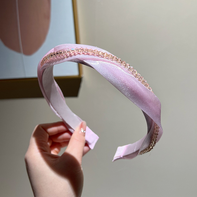 Pink rhinestone cross headband