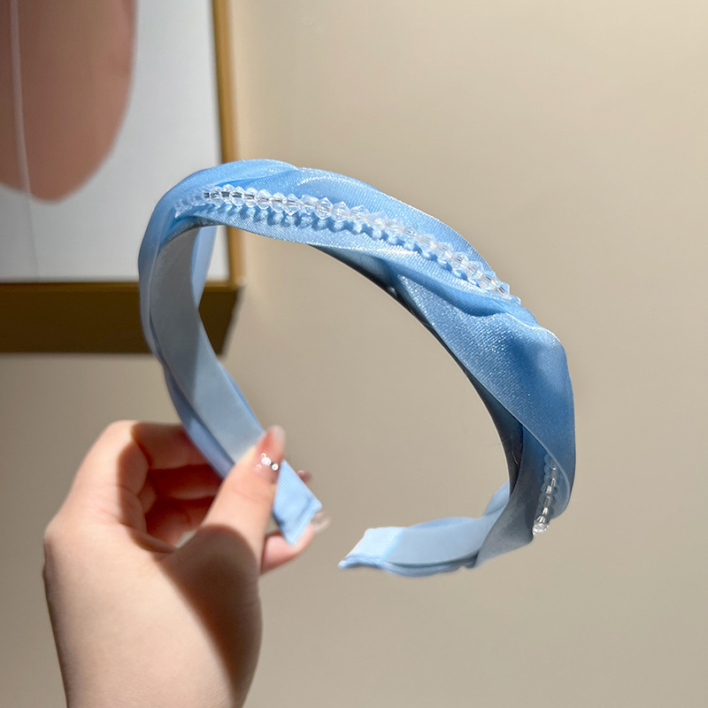 Blue rhinestone cross headband