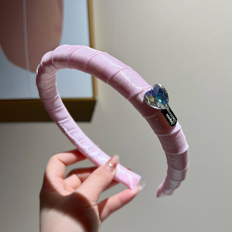 Pink heart rhinestone headband