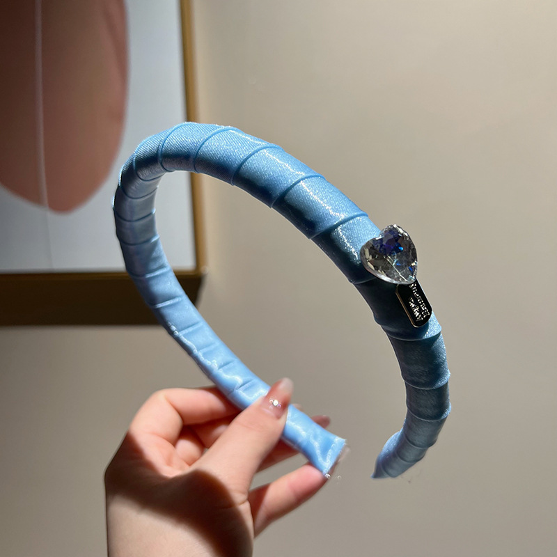 Blue heart rhinestone headband