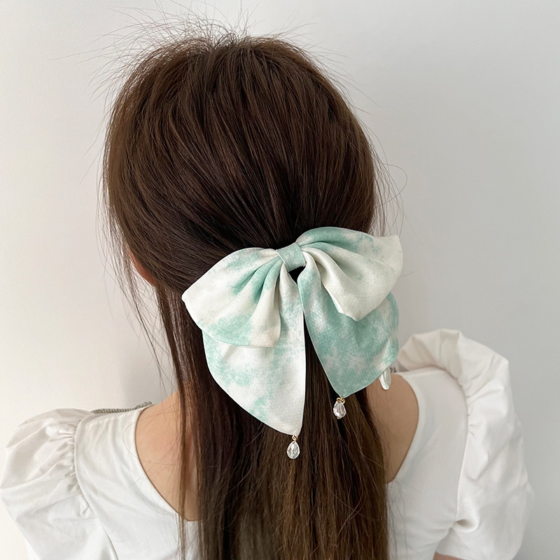 6:Blue tie dye bow clip