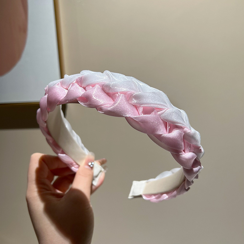 2:Beige - pink matching braid headband