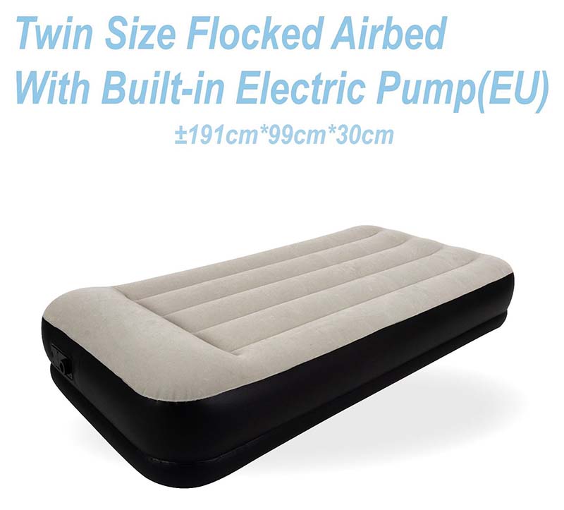 Single extended PVC straightener belt with pillow built-in pump flocking bed (EC) 2023 (191*99*30cm)