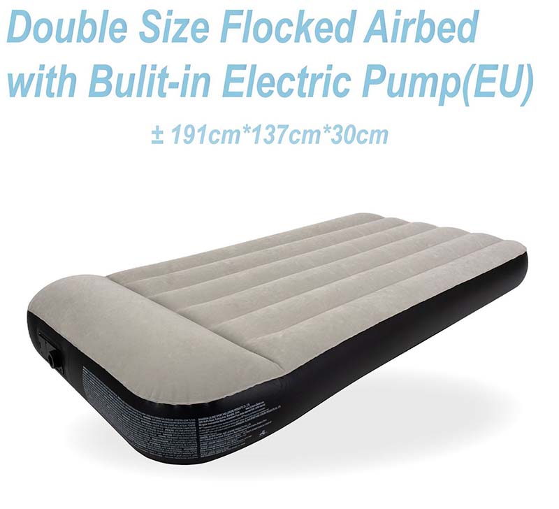 Double single-layer PVC pull strap with pillow built-in pump flocking bed (EC) 2023 (191*137*30cm)