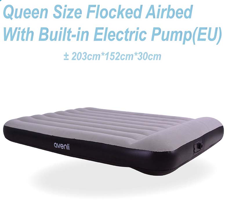 Double width PVC straight pull belt with pillow built-in pump flocking bed (Euro gauge) (203*152*30cm)
