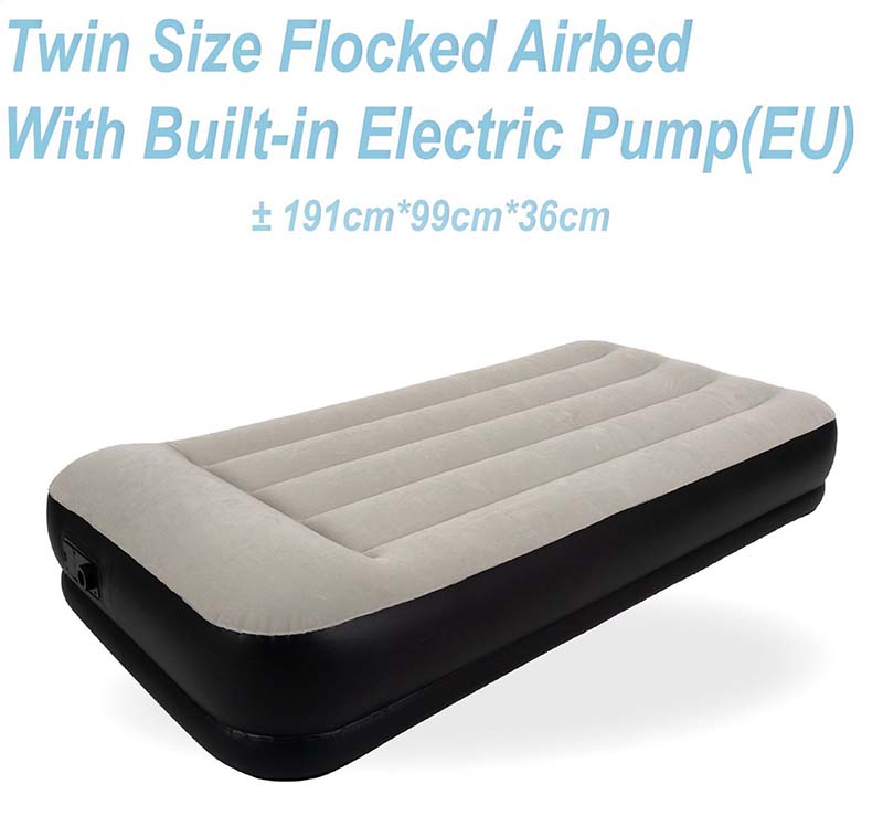 Single extended PVC straightener with pillow built-in pump flocking bed (EC) (191*99*36cm)