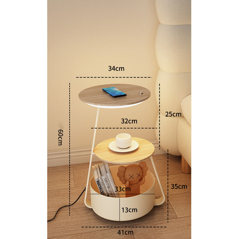 Cream color   log desktop   storage barrel   wireless charging