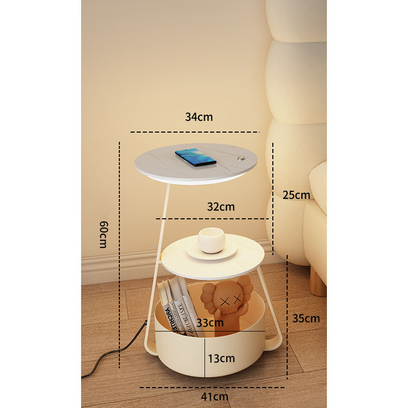Cream color   marble desktop   storage bucket   wireless charging