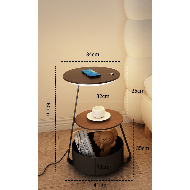 Black   walnut desktop   storage bucket   wireless charging