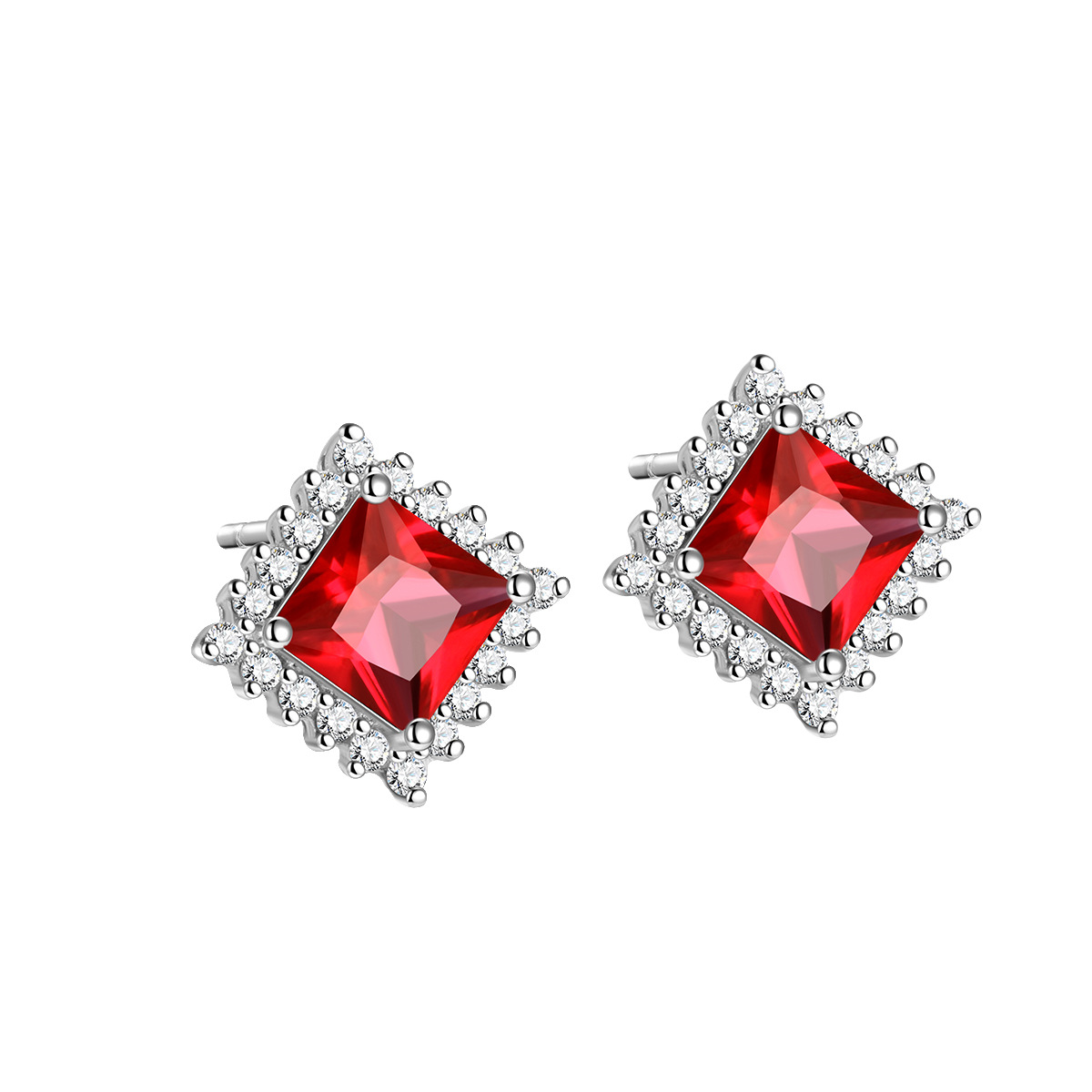 White gold red stone