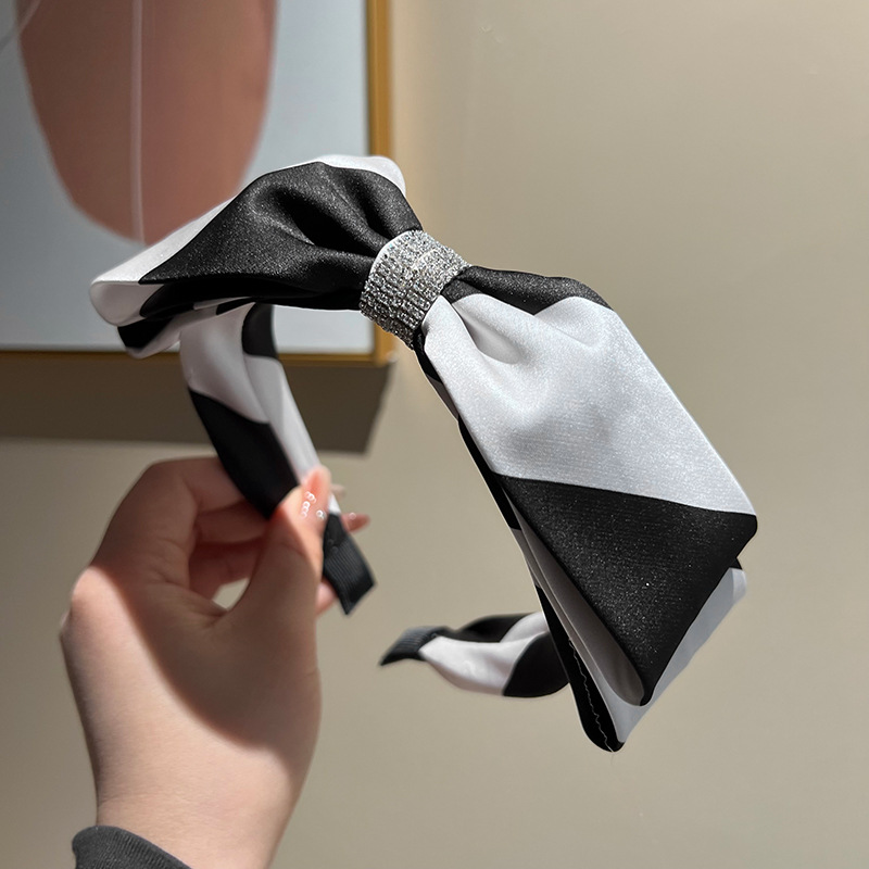 Black matching rhinestone bow headband
