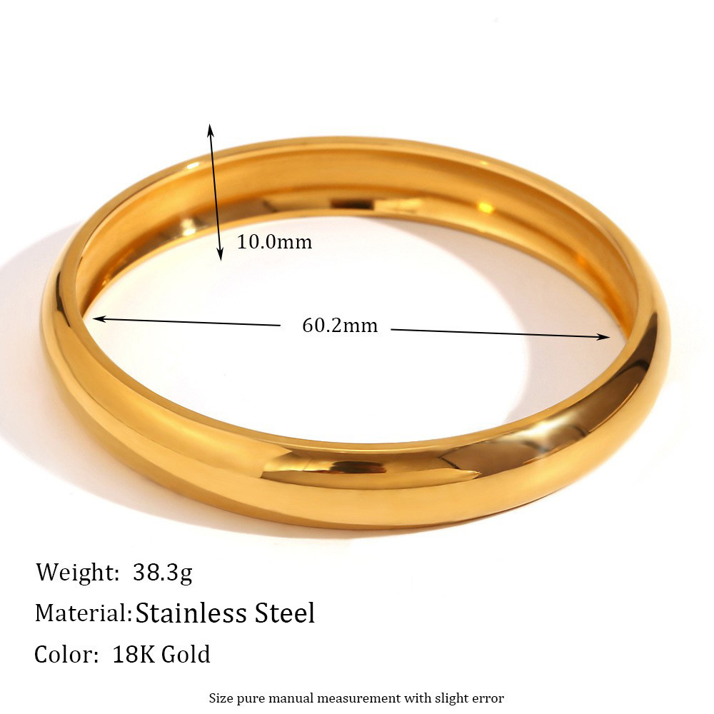 10mm wide glossy bracelet inner diameter 60mm-gold