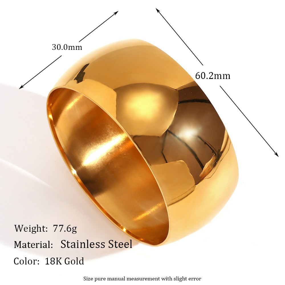 30mm wide glossy bracelet inner diameter 60mm-gold