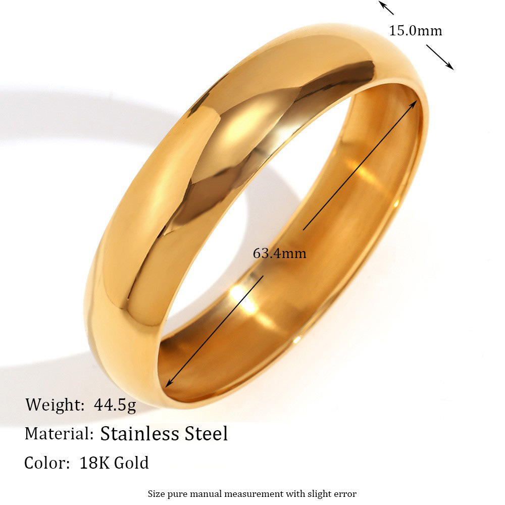5:15mm wide smooth face bracelet inner diameter 64mm-gold
