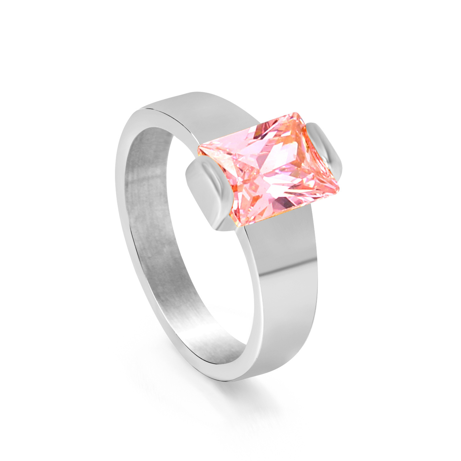 Pink diamond ring Steel RI1455F6-9S No. 7