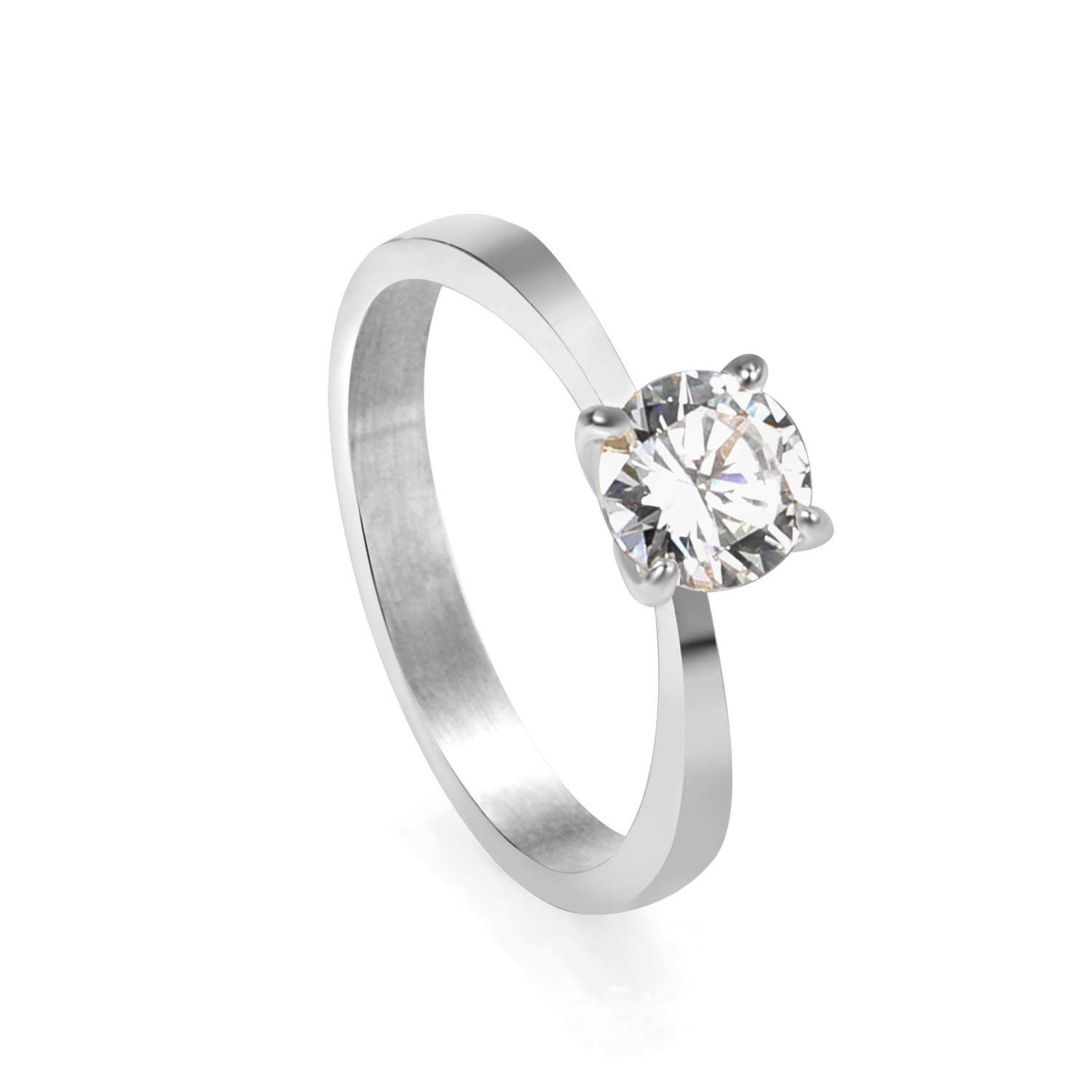 White diamond ring Steel RI1448A6-9S No. 9
