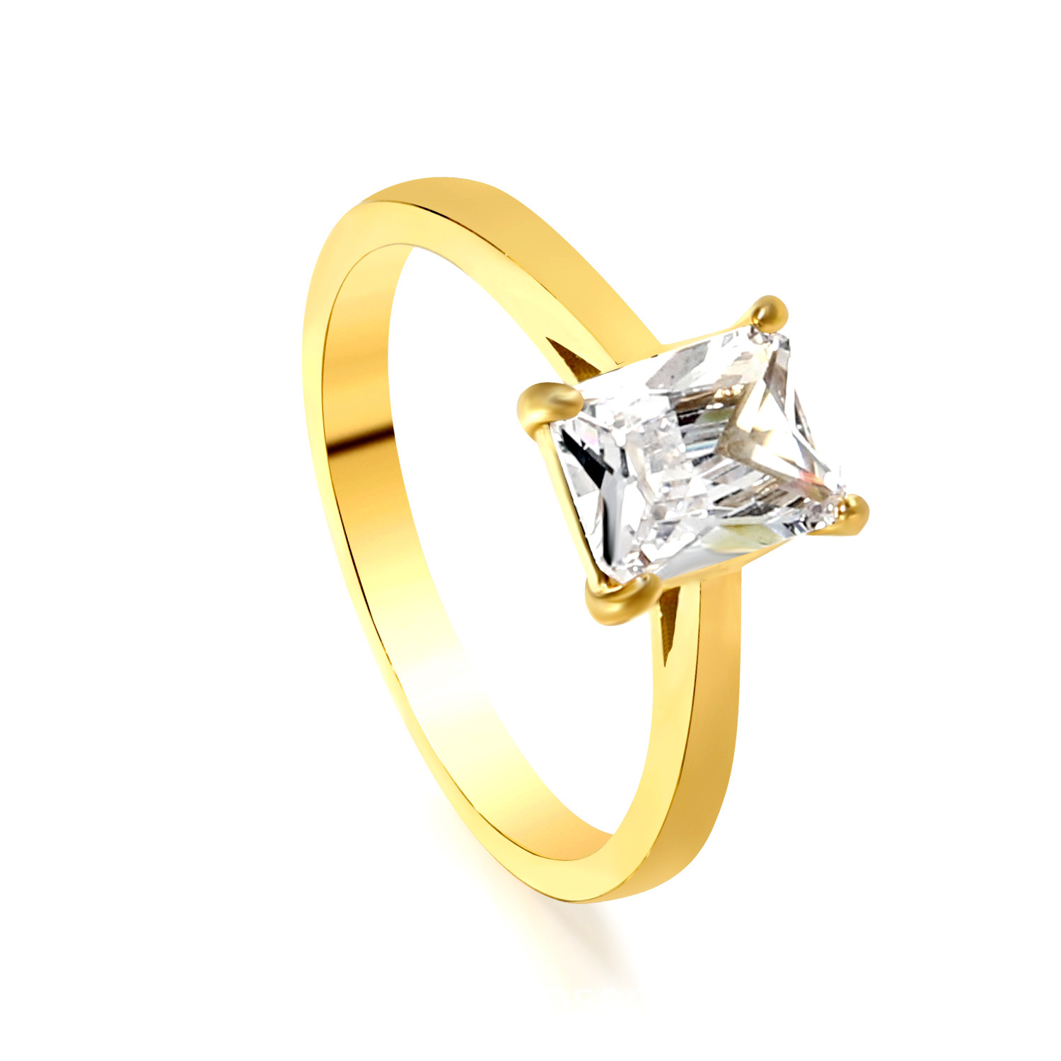 Gold square white diamond ring RI145406-9G No. 8