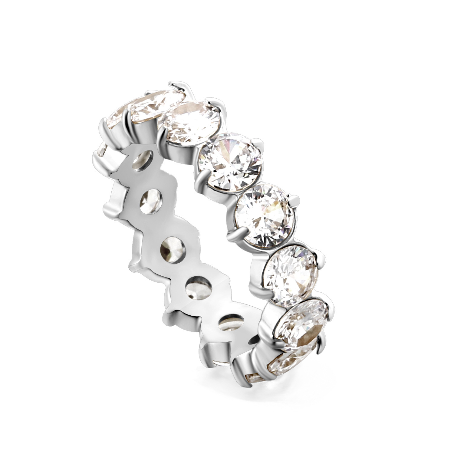 White diamond ring Steel RI1408A6-9S No. 8