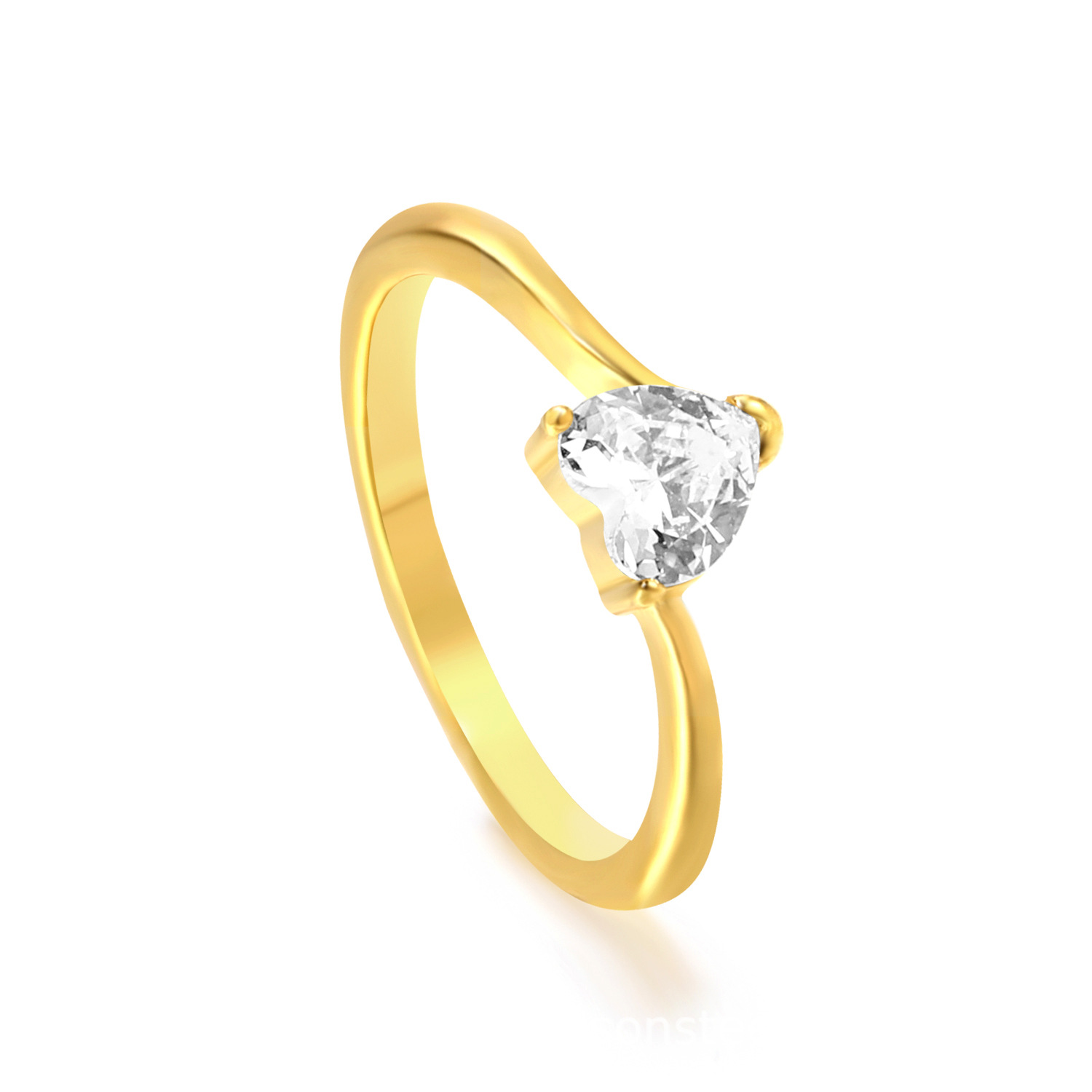 White Diamond Ring with Gold Heart RI144506-9G