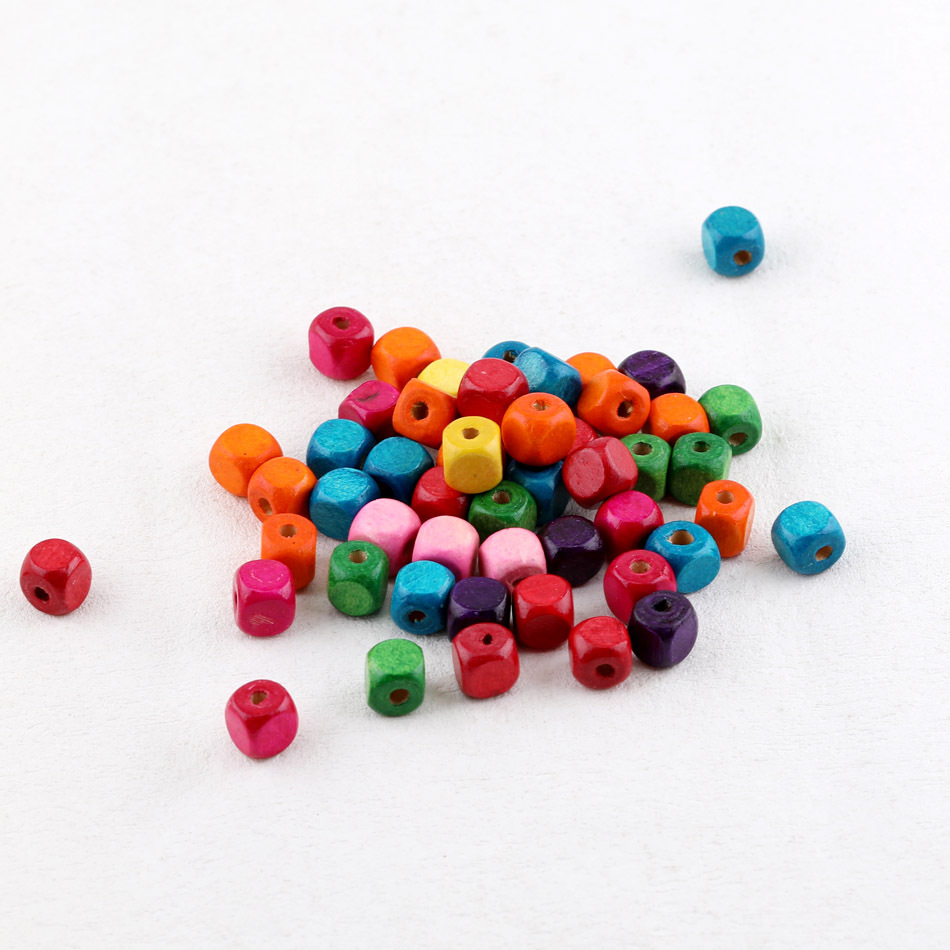 Square wooden beads (color)