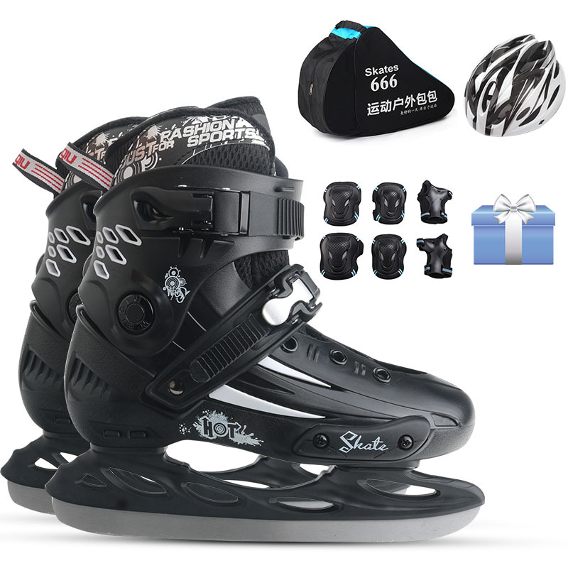 Ice skates   protective gear   shoulder bag   helmet   gift bag