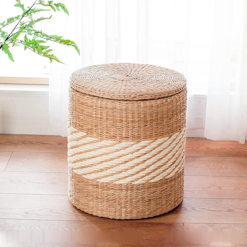 Round plaited two-color (straw cover) Small Small - 29 diameter, 32CM high