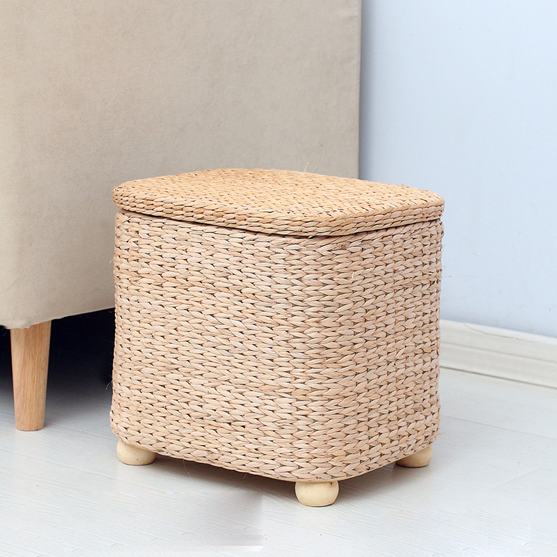 Wood leg plait (straw cover) - small -30x22x27cm