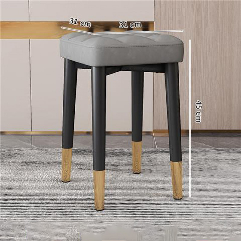 (Mystery Grey - Technology cloth) Black gold stool legs