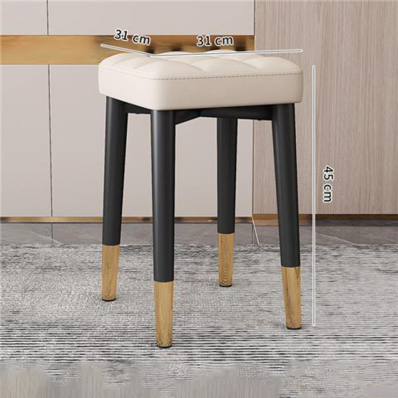 (Linen white - technology cloth) black gold stool legs