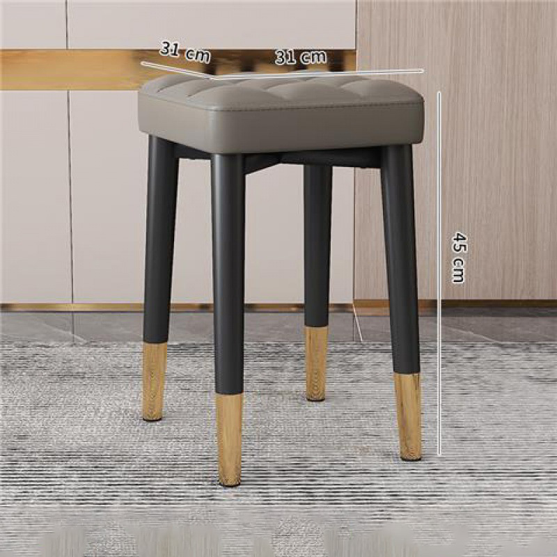(Mystery grey - Nappa leather) Black gold stool legs