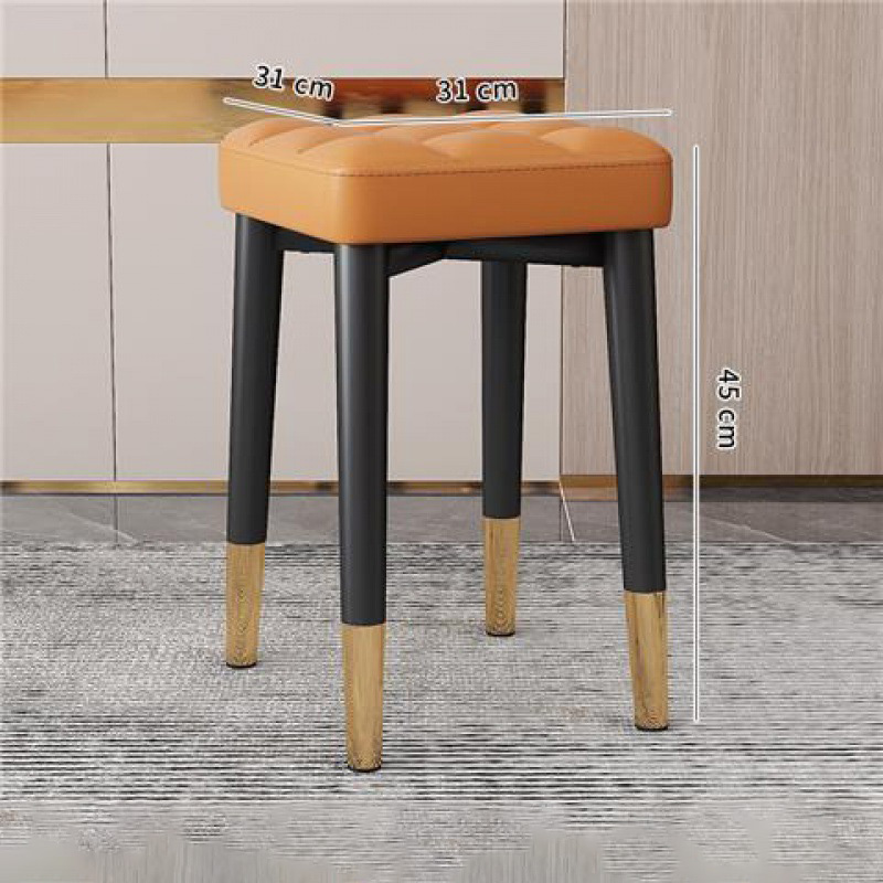 (Vibrant Orange - Napa leather) Black gold stool legs