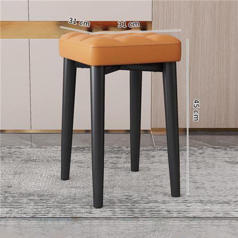 (Vitality Orange - Napa leather) All black stool legs