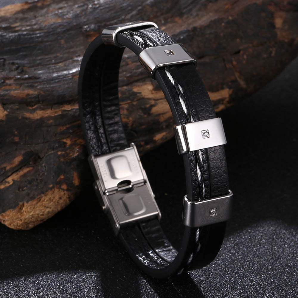 Black leather [steel] 165mm [Inner circumference]