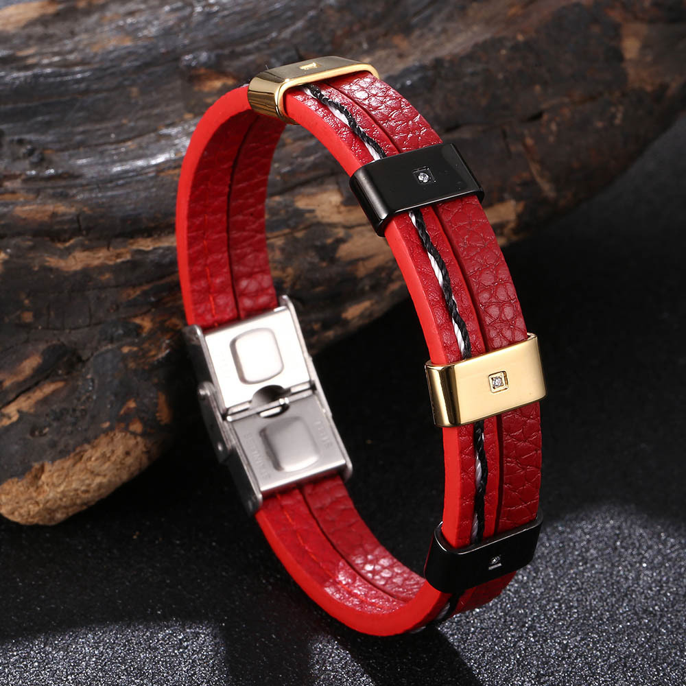 Red leather[black gold] 165mm [Inner circumference