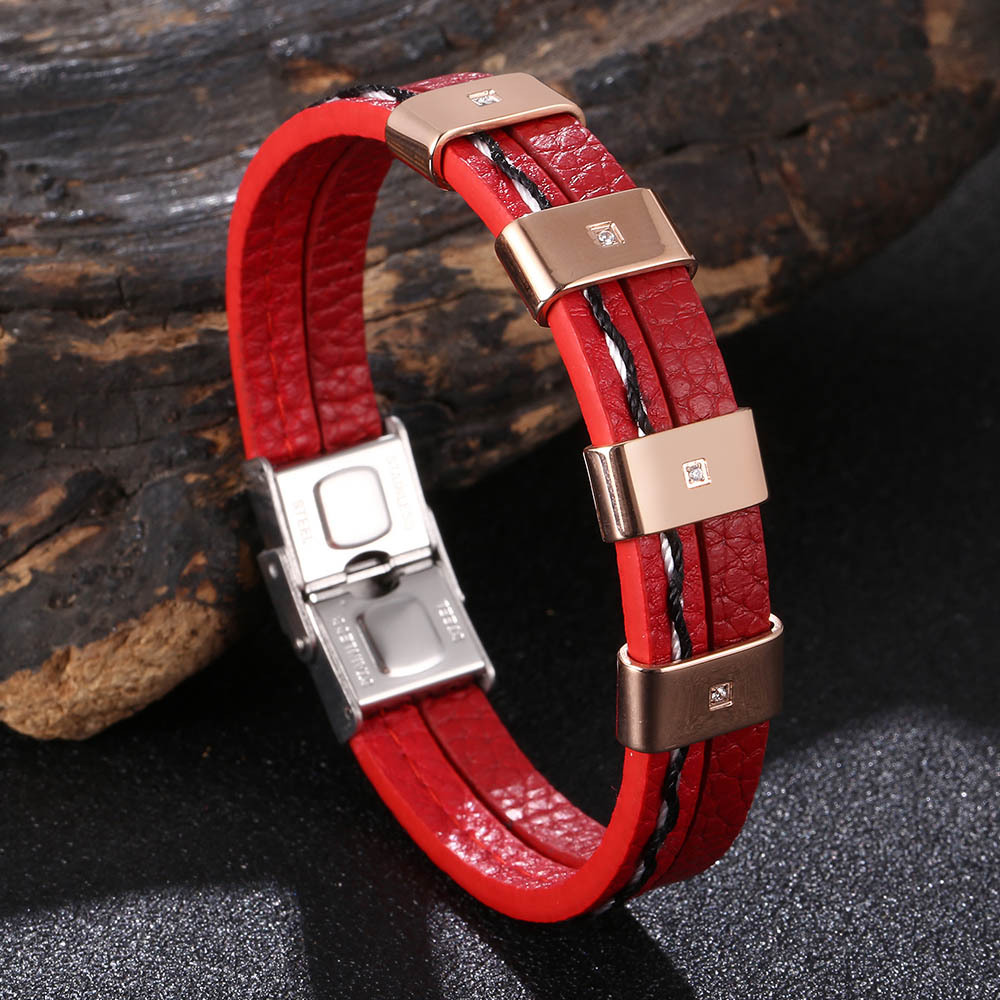 Red leather  [rose gold] 165mm [Inner circumferenc