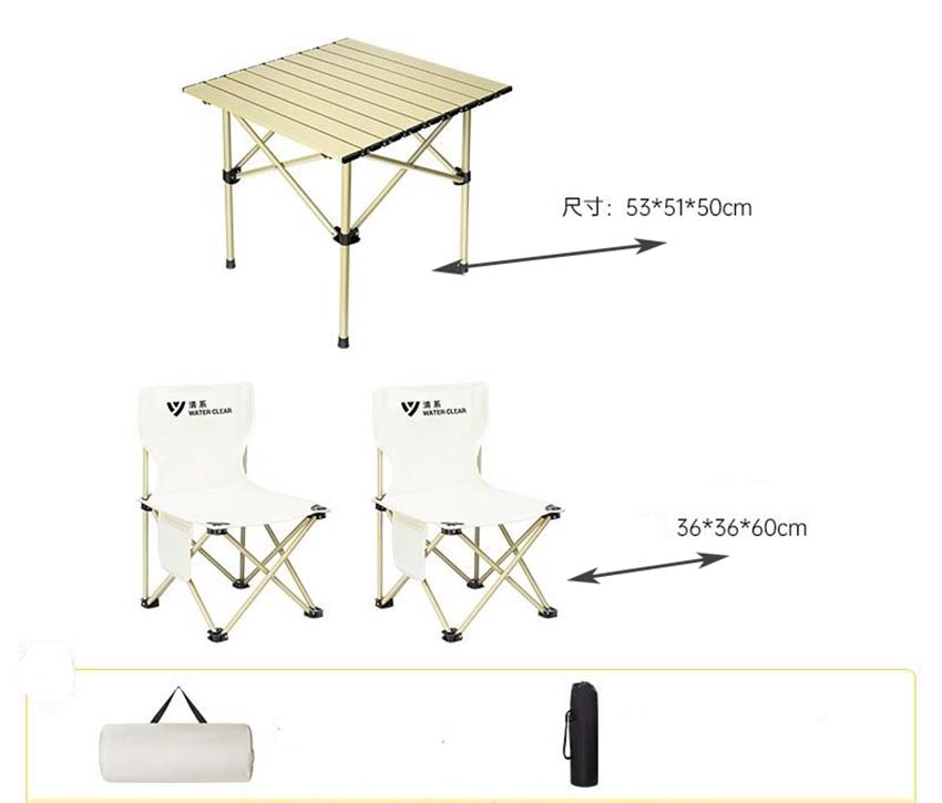 Folding square table   2 large white folding chairs