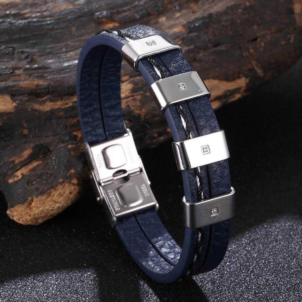Blue leather [steel] 165mm [Inner circumference]