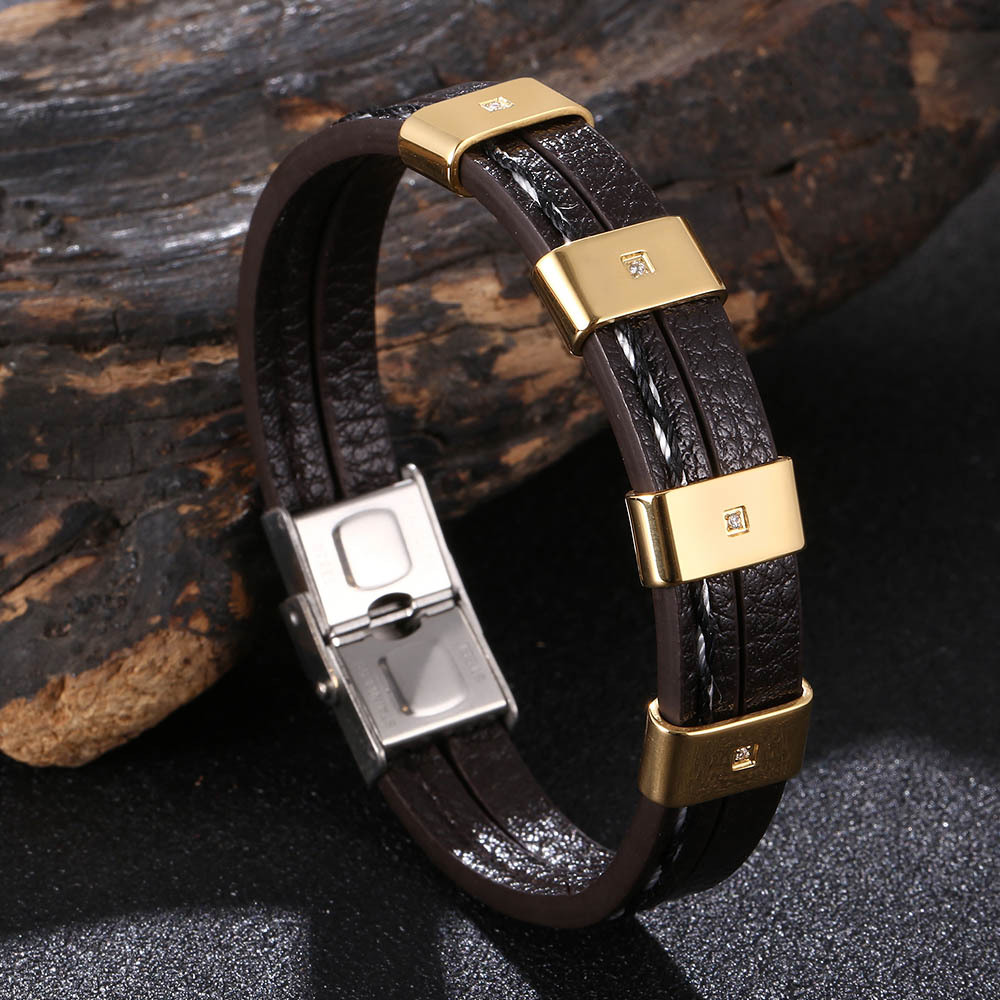 Brown leather [ gold] 165mm [Inner circumference]